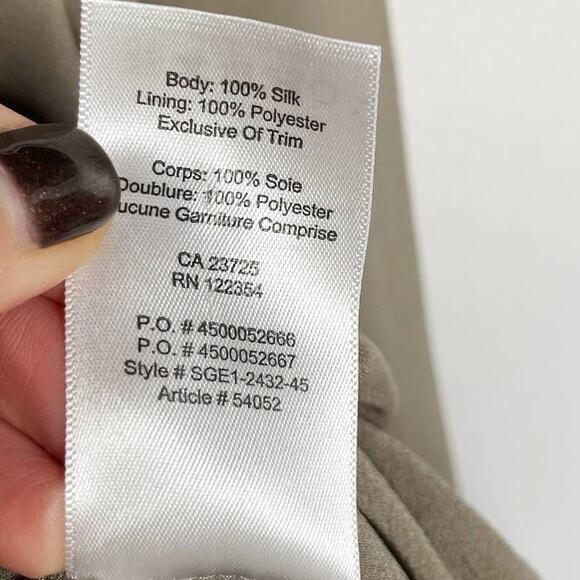 Aritzia Babaton XSmall Taupe Brown Silk Sheer Alexander Surplice Peplum Blouse - Picture 9 of 9